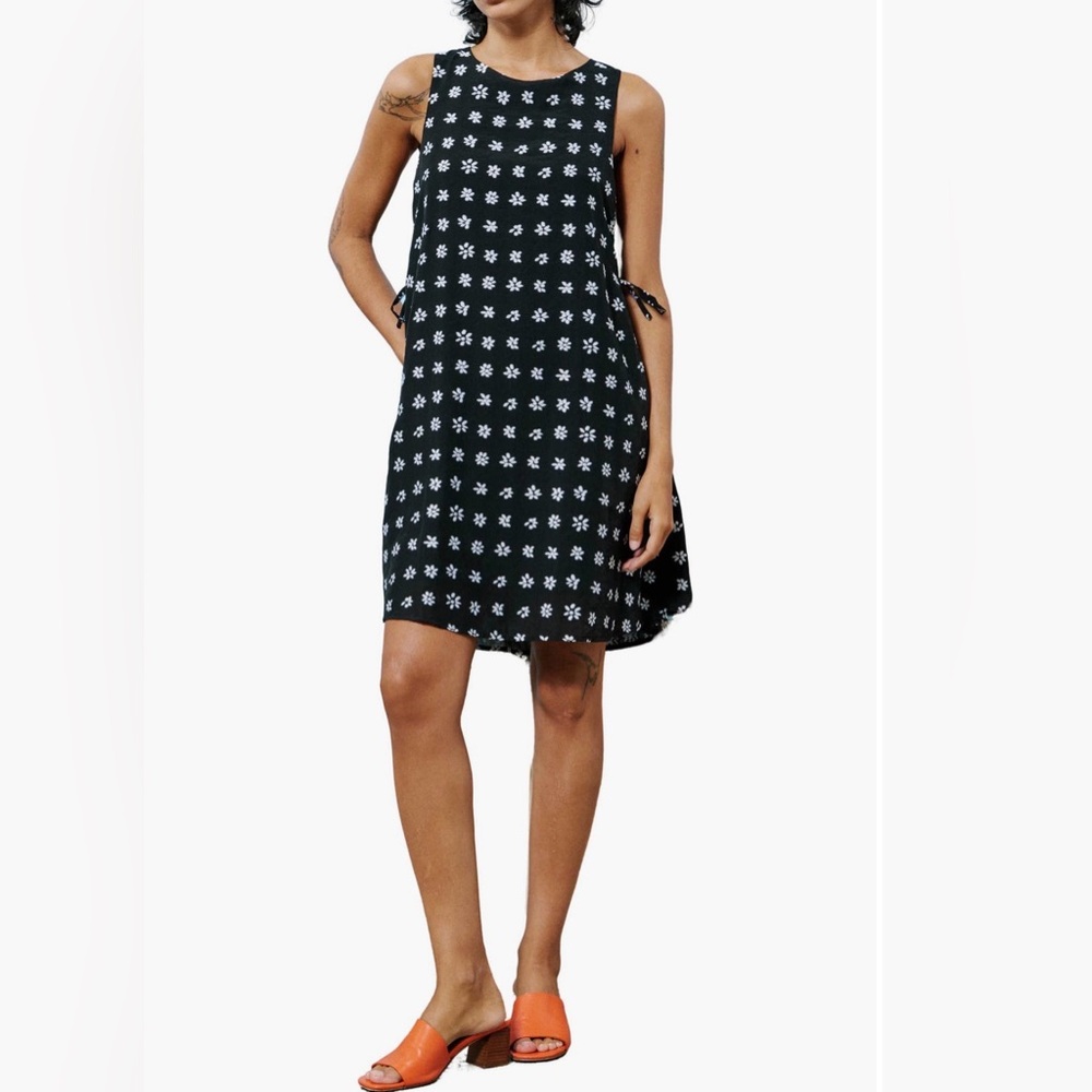 FRNCH Black Mini Dress with White Floral Print